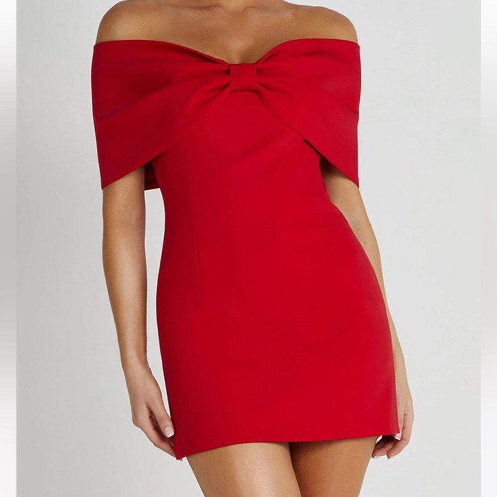Elegant Red Bow Dress